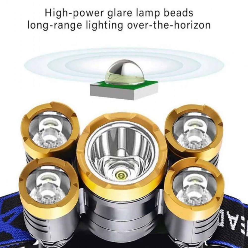Челен Фенер B50 | 5 LED (T6), 500 м Обхват, 20 ч Работа КЪМПИНГ Челен Фенер B50 | 5 LED (T6), 500 м Обхват, 20 ч Работа