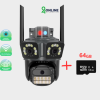 Тройна външна WiFi камера с аларма P21 – 36MP, ICSee +Карта памет 64 гб