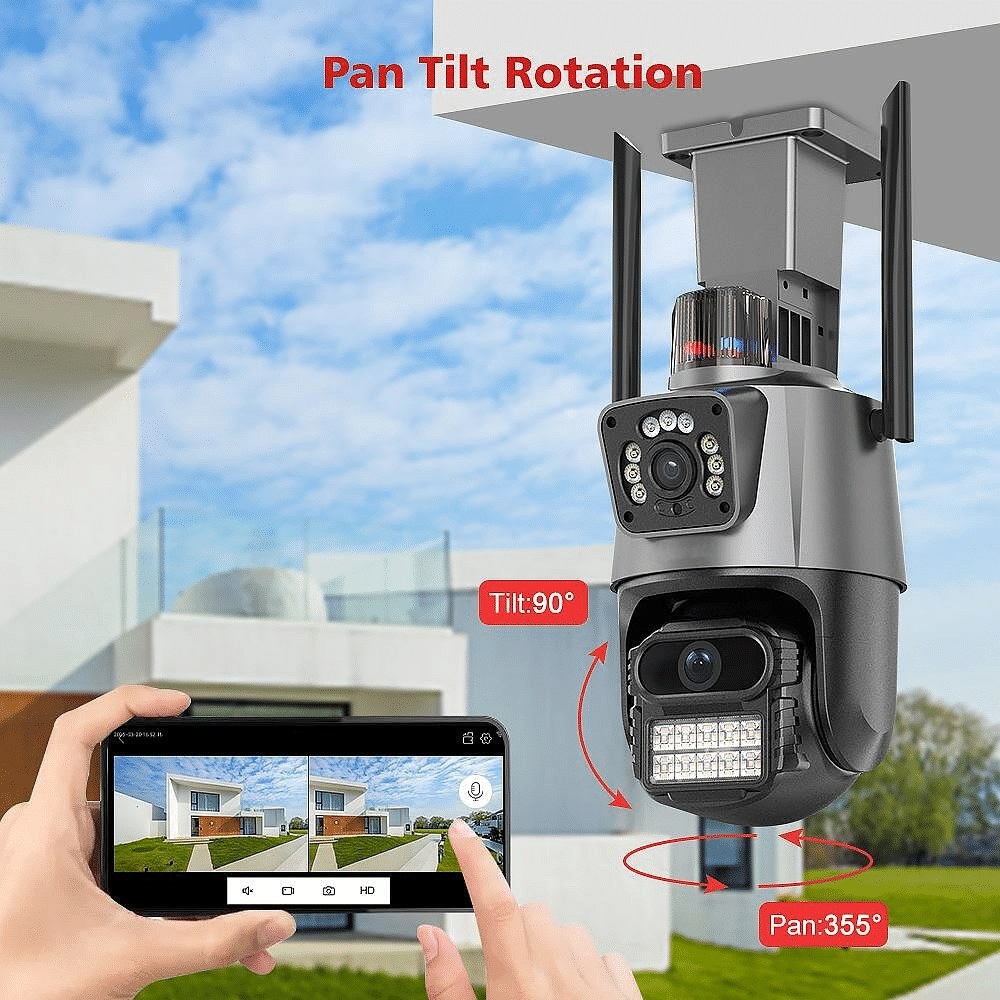 Външна WiFi камера 2×3MP, 2 бр. | Два обектива + AI, iCSee ВИДЕОНАБЛЮДЕНИЕ Външна WiFi камера 2×3MP, 2 бр. | Два обектива + AI, iCSee