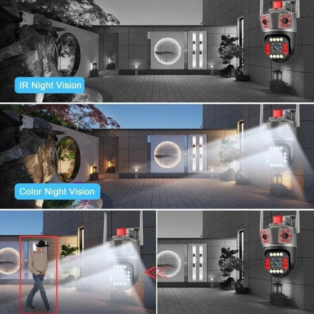12MP PTZ WiFi 4K външна камера с троен обектив 10x ZOOM ВИДЕОНАБЛЮДЕНИЕ 12MP PTZ WiFi 4K външна камера с троен обектив 10x ZOOM