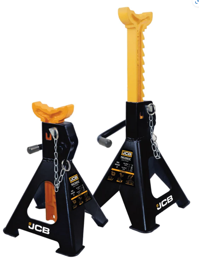 Подпорни стойки JCB 6 тона | 2 броя, височина 400-580 мм АВТО Подпорни стойки JCB, показани отпред.