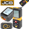 Лазерна ролетка JCB LDM-65 с LCD дисплей, измерваща разстояние до стена.