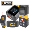 Лазерна ролетка JCB LDM-30 с LCD дисплей, измерваща разстояние до стена.