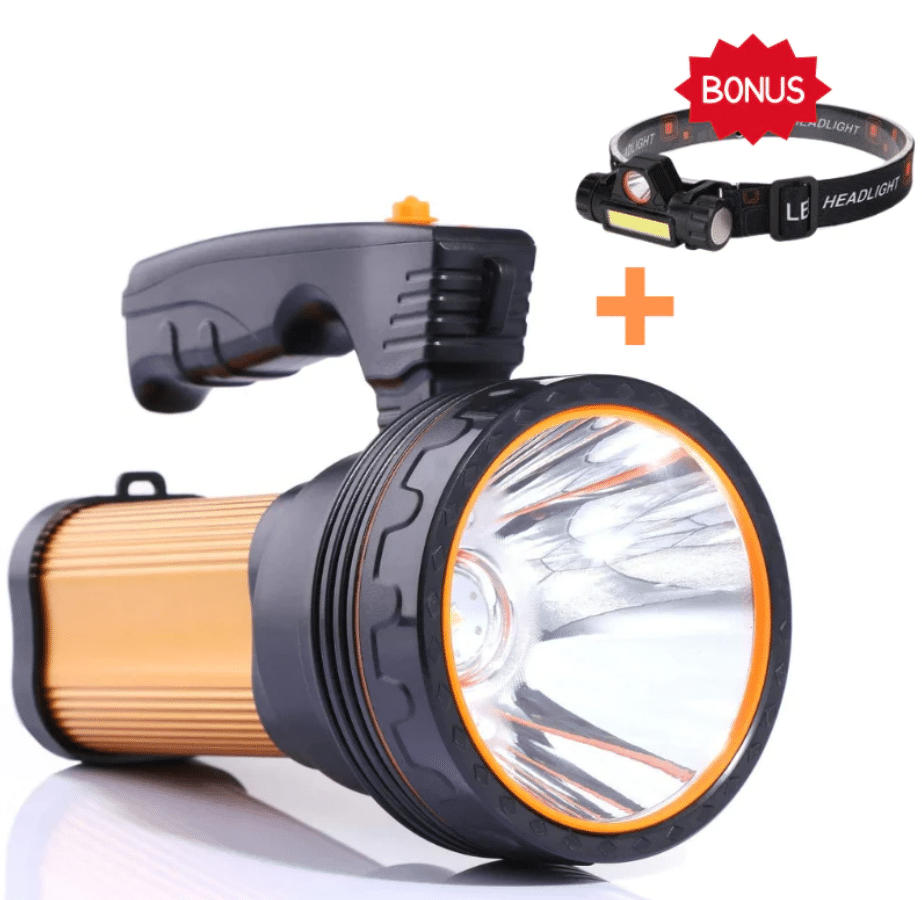 Далекобоен led фенер + челник с две led светлини ang-8101 КЪМПИНГ Далекобоен led фенер + челник с две led светлини ang-8101