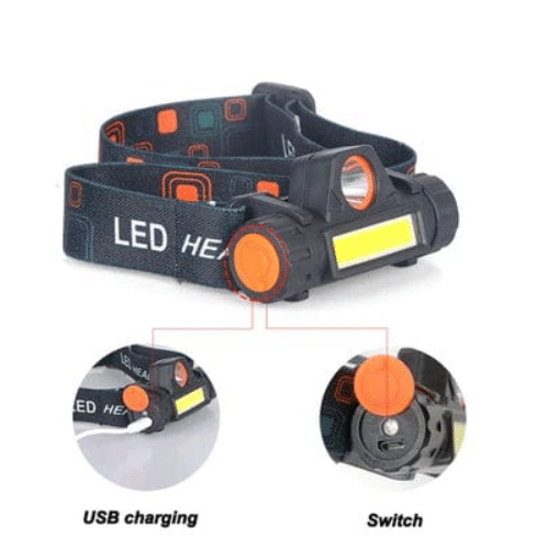 Далекобоен led фенер + челник с две led светлини ang-8101 КЪМПИНГ Далекобоен led фенер + челник с две led светлини ang-8101