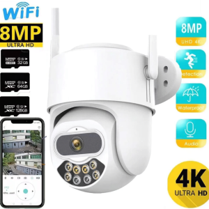 Безжична Wi-Fi камера ICSEE 8MP с PTZ управление и IP66 корпус.