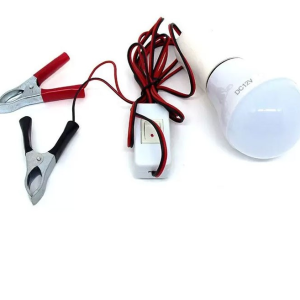 Преносима LED лампа 6W с кабел 4 м и щипки за акумулатор.