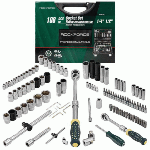 Гедоре 108 части RockForce | Разтегателни тресчотки 1/2″ и 1/4″ ГЕДОРЕТА Разтегателни тресчотки 1/2" и 1/4"