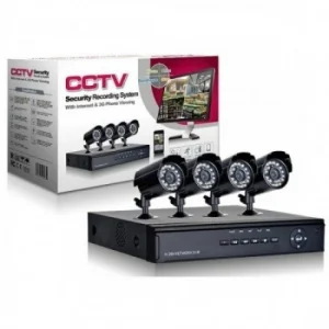 Комплект за видеонаблюдение с 4 IR камери и DVR рекордер в оригинална опаковка.