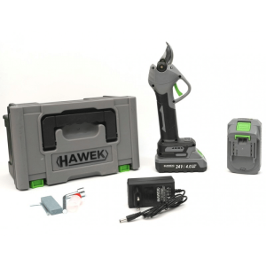 Акумулаторна лозарска ножица HAWEK 24V 4Ah с две батерии и зарядно.