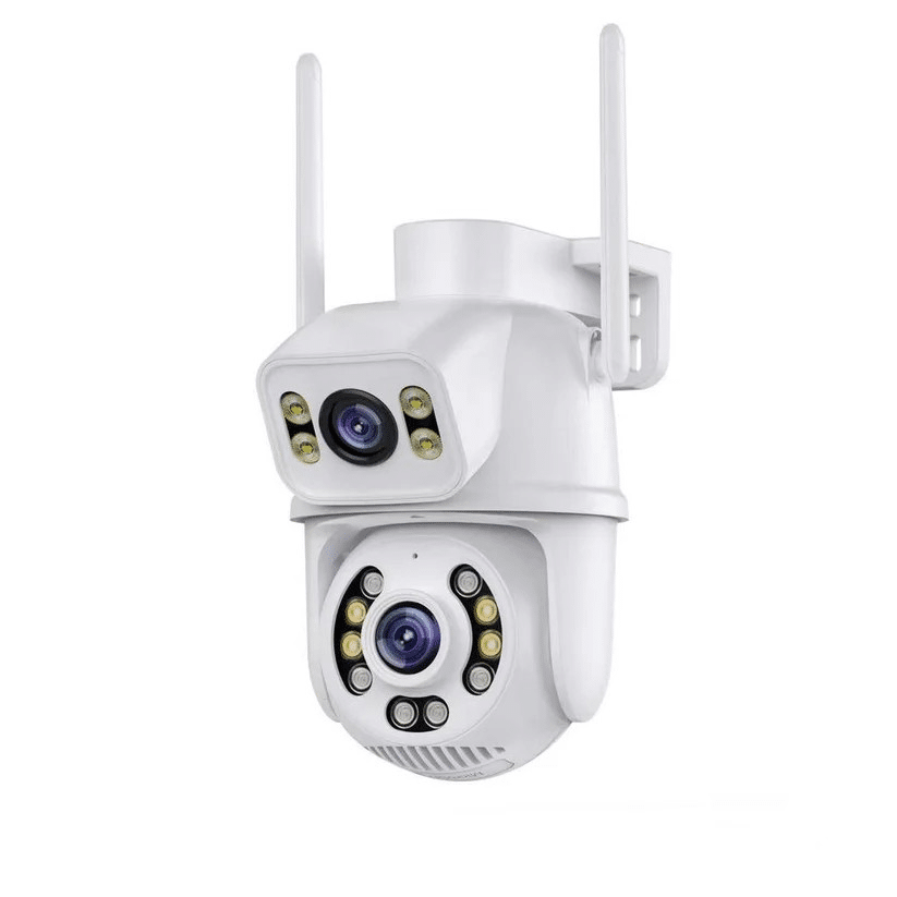Двойна водоустойчива камера 2×6MP | 12MP + PTZ 270°, iCSee ВИДЕОНАБЛЮДЕНИЕ Двойна водоустойчива камера 2×6MP | 12MP + PTZ 270°, iCSee