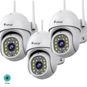 Комплект 3 броя въртящи куполни Wifi камери 6MP с две големи антени и 16 LED.