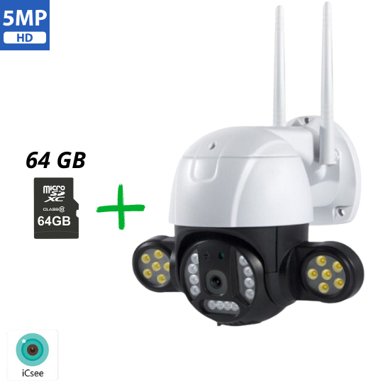 Wi-Fi IP камера Robot Pro 5MP | +64GB SD карта, PTZ, iCSee ВИДЕОНАБЛЮДЕНИЕ Wi-Fi IP камера Robot Pro 5MP с 64GB microSD карта и PTZ управление.