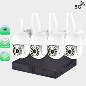 Комплект WiFi система за видеонаблюдение с 4×5MPX PTZ камери и 8-канален DVR.