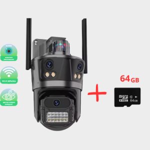 Тройна външна WiFi камера P12 36MP с три обектива и 64GB SD карта.