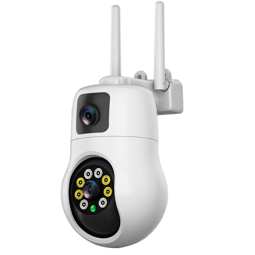 Външна WiFi камера 10MP | 2 обектива + AI, iCSee ВИДЕОНАБЛЮДЕНИЕ Външна WiFi камера с два обектива 10MP и IP66 корпус.
