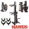 Хидравлична скоба HAWEK за пружини с монтирани лапи и видима верига за безопасност.