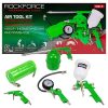 Комплект пневматични инструменти ROCKFORCE 5 части с маркуч 5 м.
