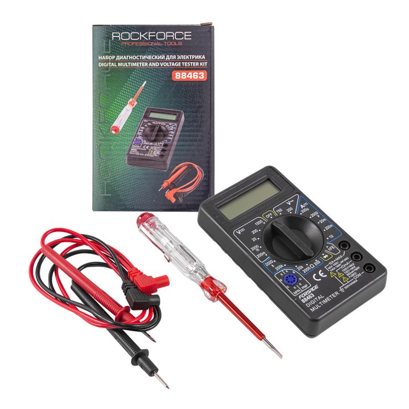 Дигитален мултицет ROCKFORCE RF-88463 | С фазомер РЪЧНИ ИНСТРУМЕНТИ Дигитален мултицет ROCKFORCE RF-88463 с фазомер и LCD дисплей.