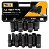 Комплект дълбоки 12-стенни ударни вложки JCB 15 части