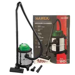 Прахосмукачка HAWEK 20 л за сухо и мокро почистване с комплект дюзи.
