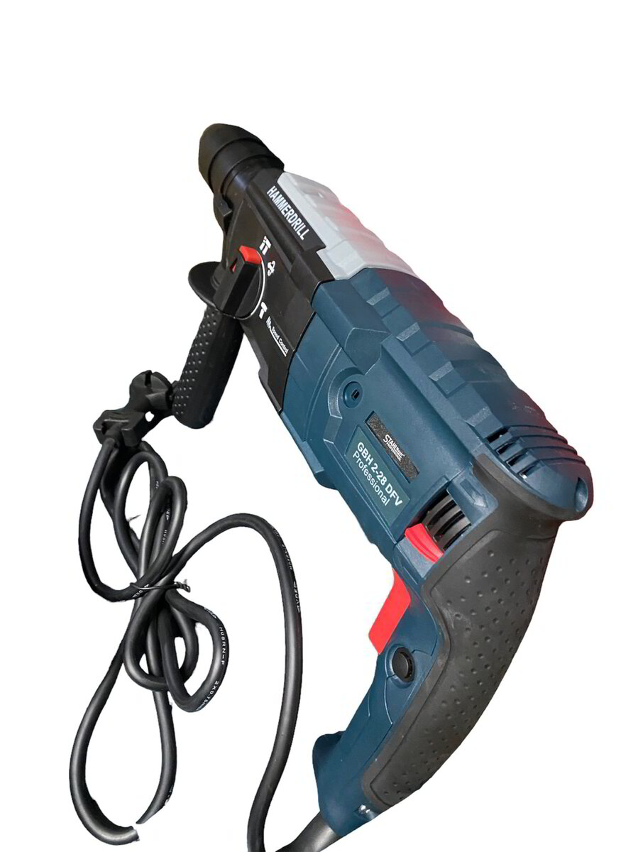 Перфоратор STAHLMAYER 800W | Немски, 3 режима, SDS-plus АВТО Перфоратор STAHLMAYER с аксесоарите в комплекта, показани в куфара.