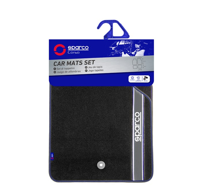 Мокетни стелки Sparco | 4 части, със сиво, лого SPARCO АВТО Мокетни стелки Sparco | 4 части, със сиво, лого SPARCO
