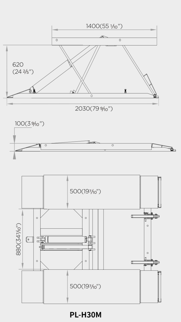 Ножичен Подемник ROCKFORCE H30M | 3 Тона, Монофазен АВТО Ножичен Подемник ROCKFORCE H30M | 3 Тона, Монофазен