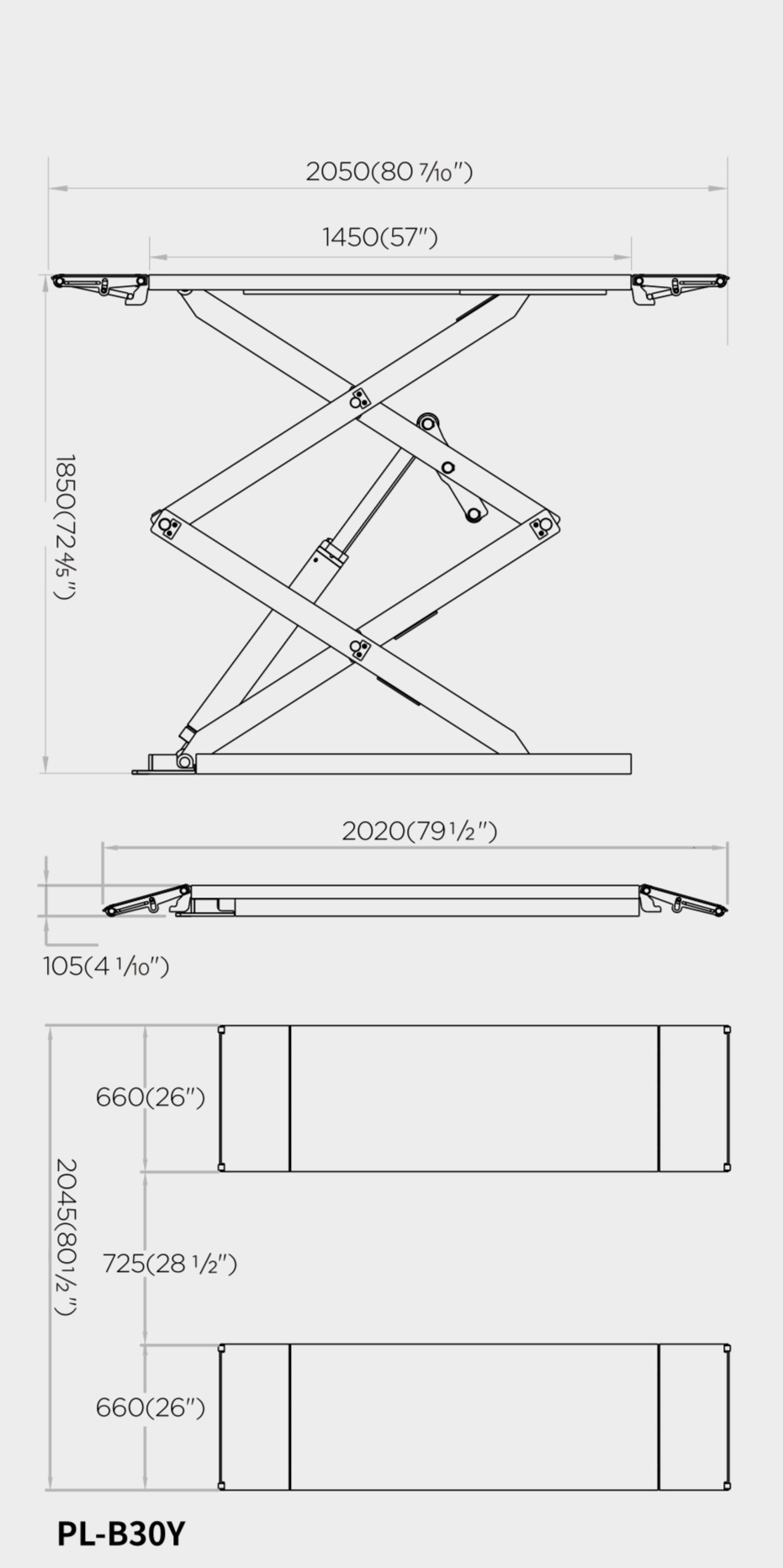 Ножичен Подемник ROCKFORCE B30Y | 3 Тона, 105-1850мм АВТО Ножичен Подемник ROCKFORCE B30Y | 3 Тона, 105-1850мм