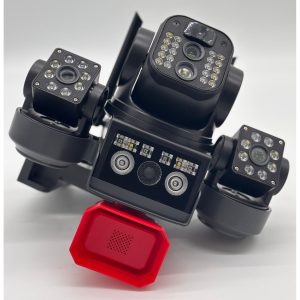Соларна Камера Sunvision 16MP, 3 обектива | Безжична ВИДЕОНАБЛЮДЕНИЕ Близък план на тройните обективи и соларния панел на камерата Sunvision.