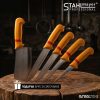 Комплект Професионални Месарски Ножове и Сатър STAHLMAYER 5 броя + Подарък Брус за Заточване