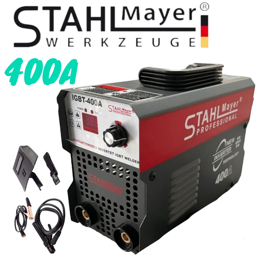 Електрожен STAHLMAYER 400А 3 кг | Дигитален Дисплей ЕЛЕКТРОЖЕНИ Инверторен електрожен STAHLMAYER 400А с дигитален дисплей.