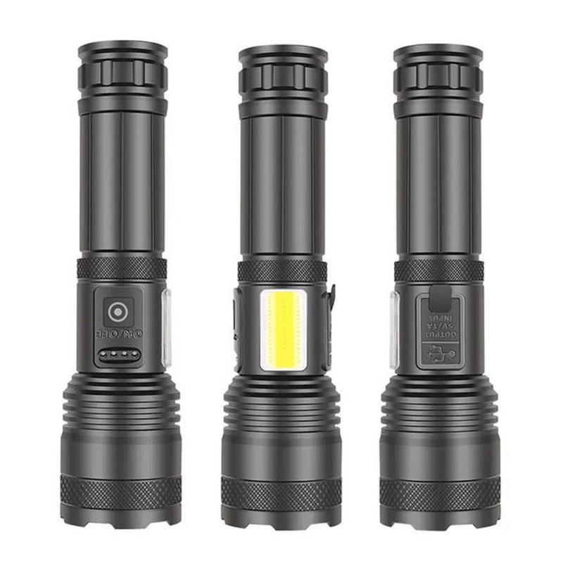 Многофункционален LED Фенер BUL 2833 | 7 Режима КЪМПИНГ Детайлен изглед на оптичния зуум и COB LED светлина.