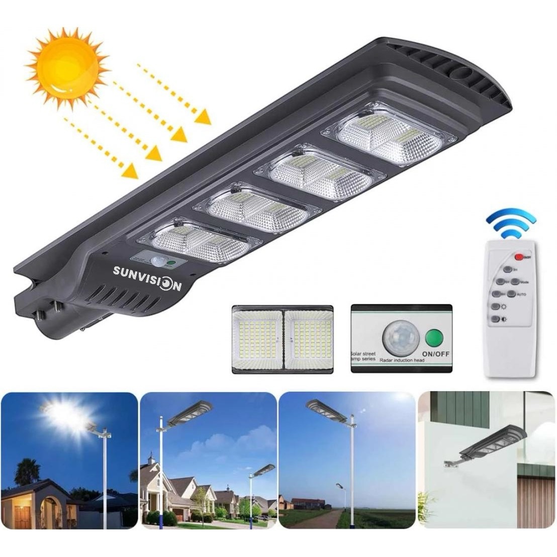 Соларни Лампи SUNVISION 1800W | 3 Броя, IP65, Сензор ДОМ И ГРАДИНА Соларни Лампи SUNVISION 1800W