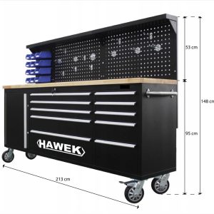 Подвижен Шкаф за Инструменти HAWEK | 10 Чекмеджета АВТО Подвижен шкаф за инструменти HAWEK с работен плот и 10 чекмеджета.