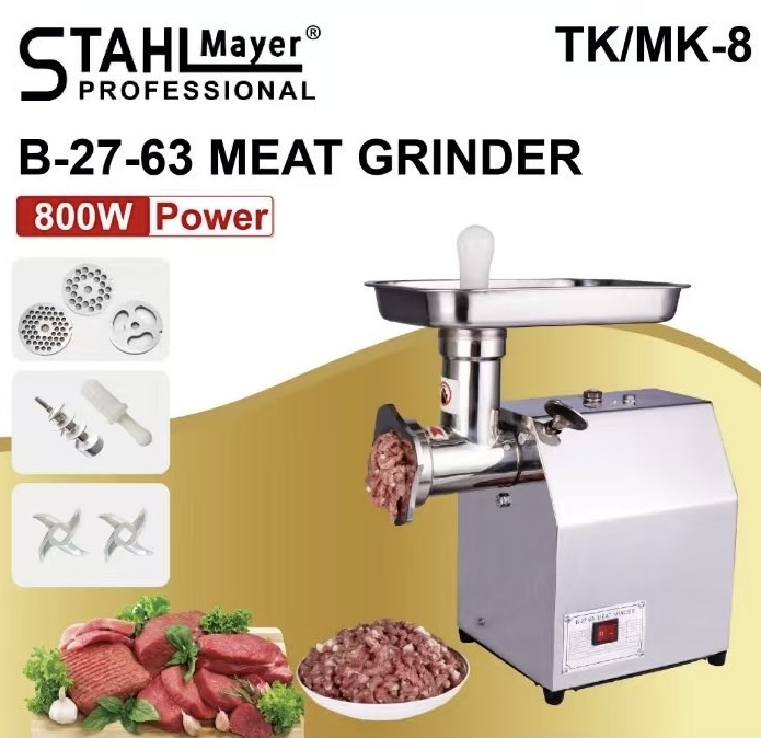 Месомелачка STAHLMAYER TK/MK-8 | 800W, 60 кг/ч МЕСОМЕЛАЧКИ И ПЪЛНАЧКИ Професионална месомелачка STAHLMAYER TK/MK-8 от неръждаема стомана.