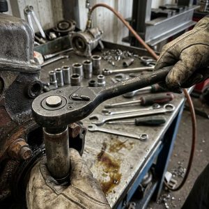 Детайлен изглед на дълбоките вложки и тресчотката.
