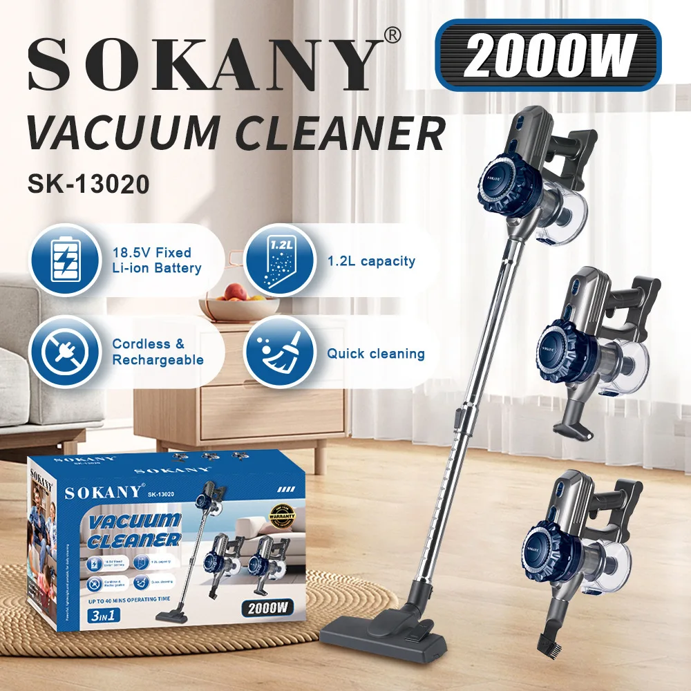 Безжична Прахосмукачка SOKANY | 2000W, 2200 mAh ДОМ И ГРАДИНА Безжична прахосмукачка SOKANY SK-13020 в действие.