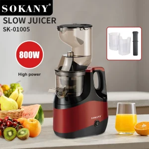 Сокоизстисквачка Sokany SK-01005 | 800W, Студено Пресоване ДОМ И ГРАДИНА Бавна сокоизстисквачка Sokany SK-01005 800W с широк отвор.