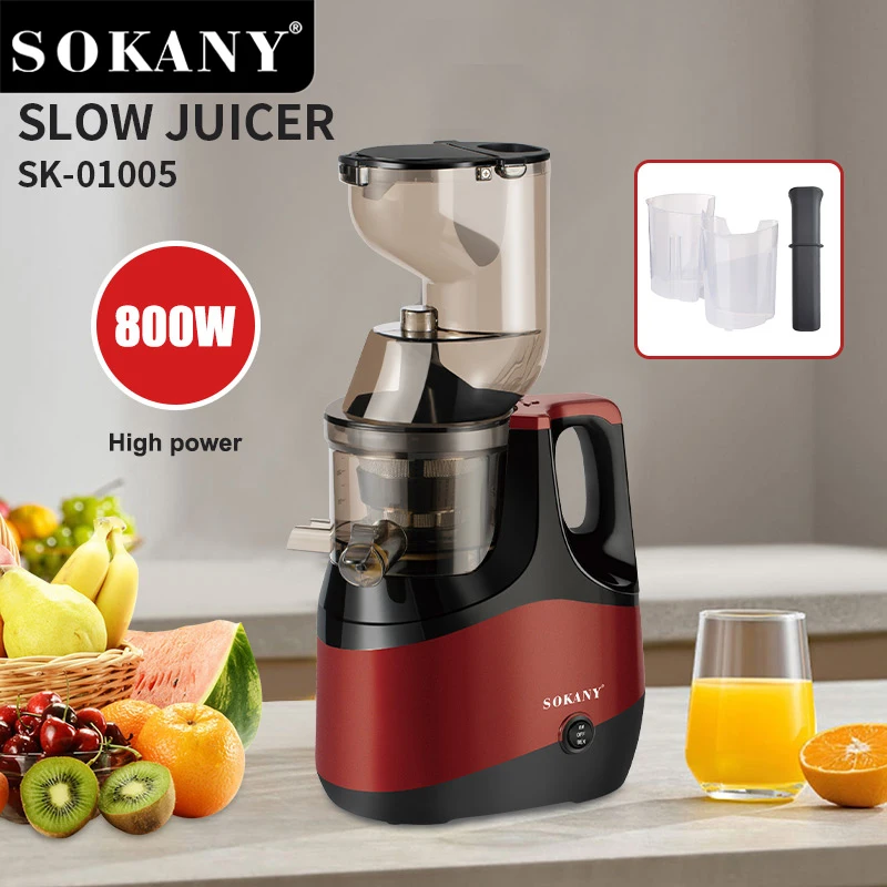 Сокоизстисквачка Sokany SK-01005 | 800W, Студено Пресоване ДОМ И ГРАДИНА Бавна сокоизстисквачка Sokany SK-01005 800W с широк отвор.