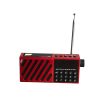 Соларно ретро радио JOC H6138REC-S с класически дизайн и RGB светлини на дървена маса.