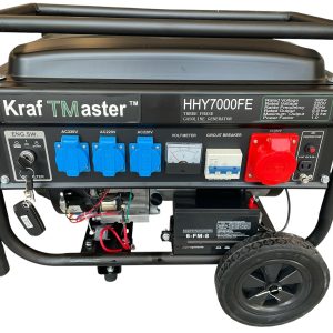 Генератор KRAFTMASTER HHY7000FE с дистанционното управление до него.