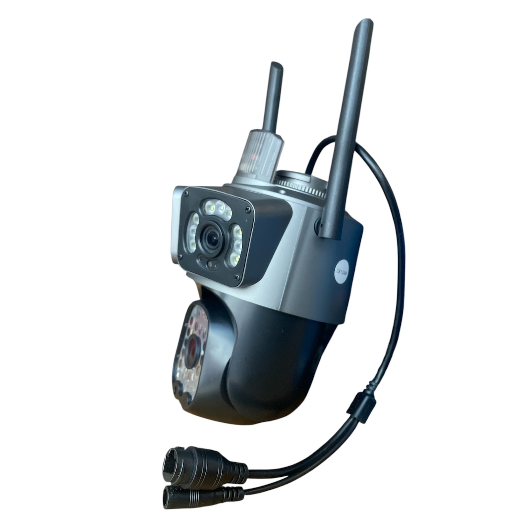 Тройна WiFi Камера 12MP | 3 Обектива, 270° View, Черна ВИДЕОНАБЛЮДЕНИЕ Детайлен изглед на камерата и обхвата на наблюдение.