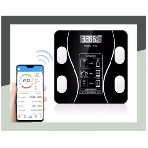 Смарт кантар 180 кг с Bluetooth в черен цвят.