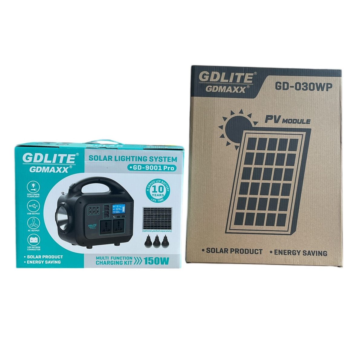 Соларна Инверторна Система GD-9001 Pro | 12V-220V КЪМПИНГ Детайлен изглед на устройството с изходите.