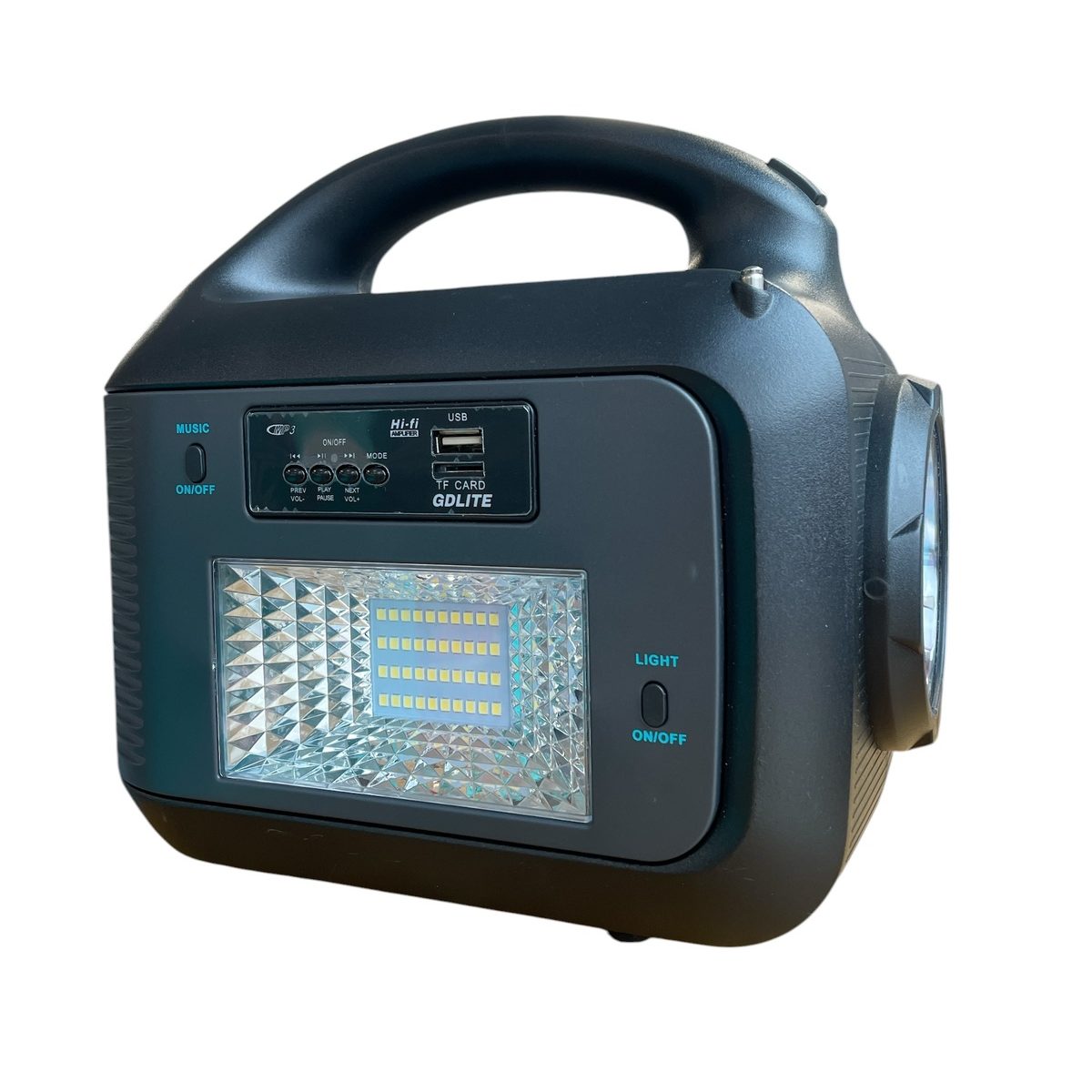 Соларна Инверторна Система GD-9001 Pro | 12V-220V КЪМПИНГ Детайлен изглед на устройството с изходите.