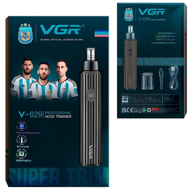 Тример за Нос и Уши VGR V-629 | Безжичен, 60 мин, USB-C ДОМ И ГРАДИНА Безжичен тример за нос и уши VGR V-629 в черен цвят.