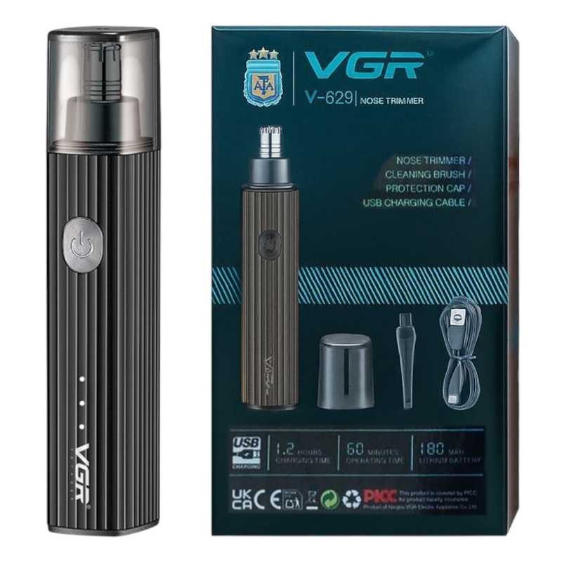 Тример за Нос и Уши VGR V-629 | Безжичен, 60 мин, USB-C ДОМ И ГРАДИНА Комплектът с USB кабела и дюзите.