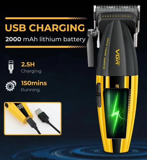 Машинка VGR V-285 Muscular C1 | 9000 об/мин, 2000mAh ДОМ И ГРАДИНА Комплектът с 6 магнитни гребена и аксесоарите.