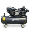 Бензинов компресор HAWEK 100 литра с двигател 7.5 HP, показан отпред.